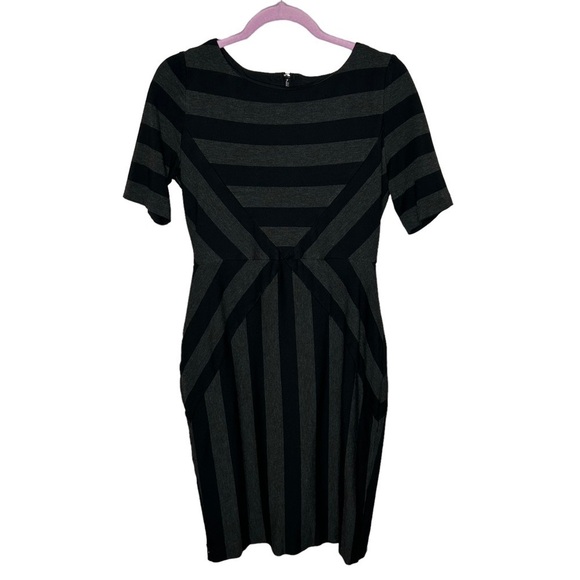 Anthropologie Black and Gray Striped Mini Dress - Picture 3 of 15